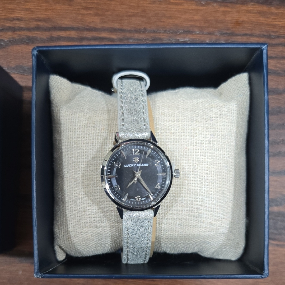 Lucky Brand Watch with Glitter Silver Strap and Black Dial